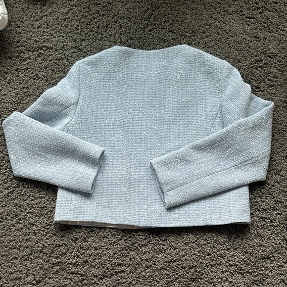 Zara Light Blue Tweed Jacket with Gold Buttons - Picture 4 of 4